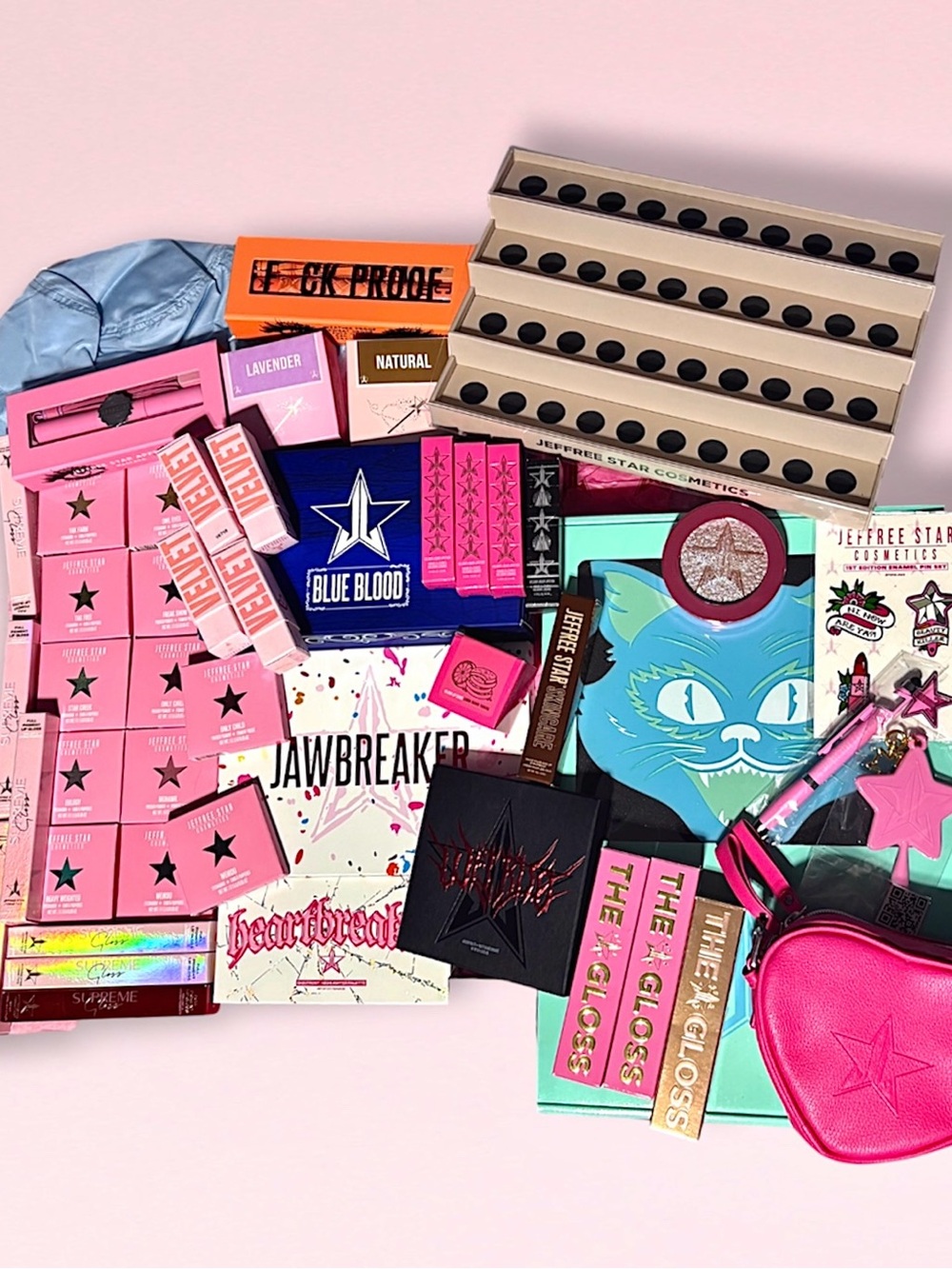 JEFFREE STAR Cosmetics Eyeshadow Makeup Skincare Accessories Bundle Lot 48pc NEW